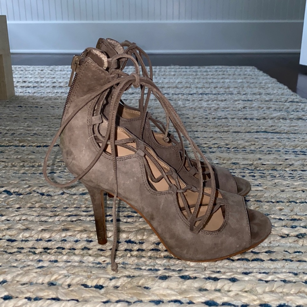 Vince Camuto Grey Lace Up Heels